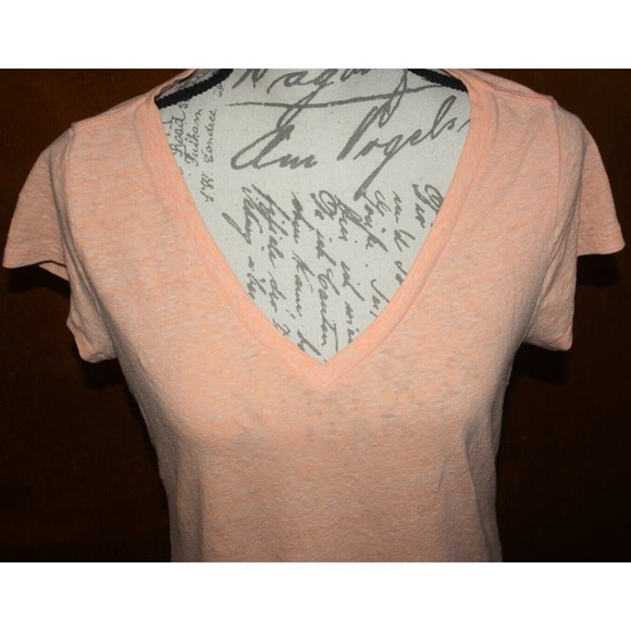 3/$15 Xhileration Women's Tee Apricot/White Sz SS L  T-Shirt - Picture 2 of 6